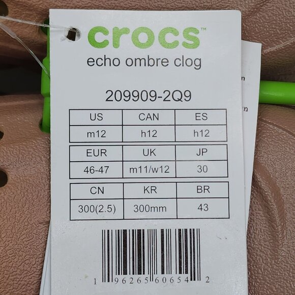 Crocs Echo Ombre Clog Dual-Tone Sandals With Strap Mens Size 12 - Picture 11 of 14
